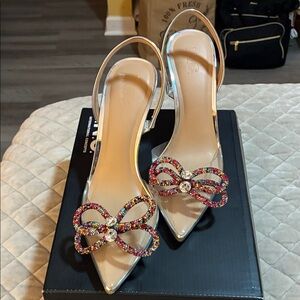 INC International Concepts Silver Heels with Colorful Bow